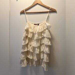 525 America 100% Silk Cream Ruffle Blouse